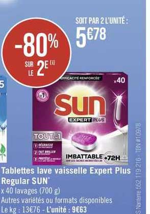 tablettes lave vaisselle expert plus regular sun