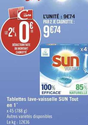 tablettes lave-vaisselle sun tout en 1