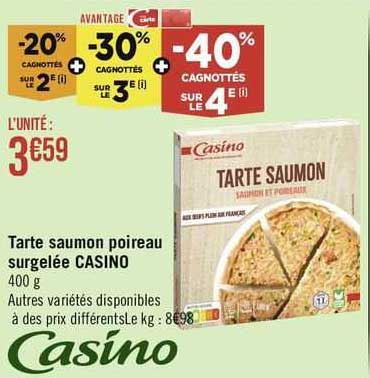 Tarte Saumon Poireau Surgelée Casino