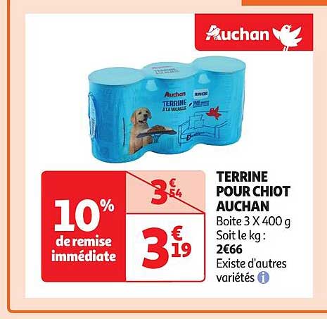 terrine pour chiot auchan