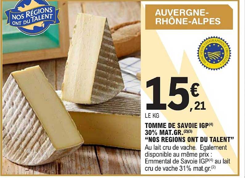 tomme de savoie igp 30% mat.gr. "nos régions ont du talent"