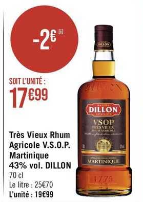 très vieux rhum agricole v.s.o.p. martinique 43% vol. dillon
