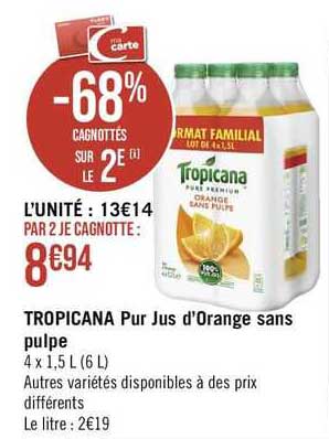 Tropicana Pur Jus D'orange Sans Pulpe