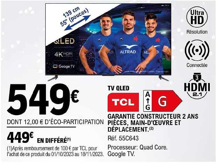 Tv Qled 139 Cm 55" Tcl