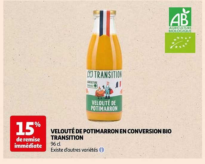 velouté de potimarron en conversion bio transition