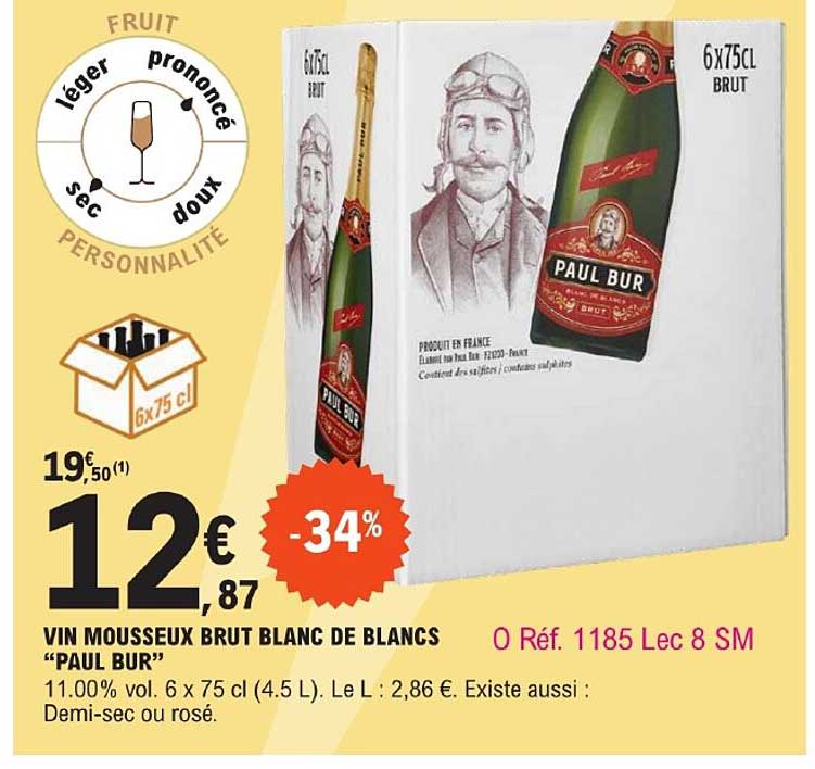 vin mousseux brut blanc de blancs "paul bur"