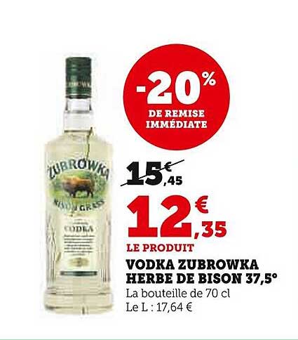 vodka zubrowka herbe de bison 37,5°