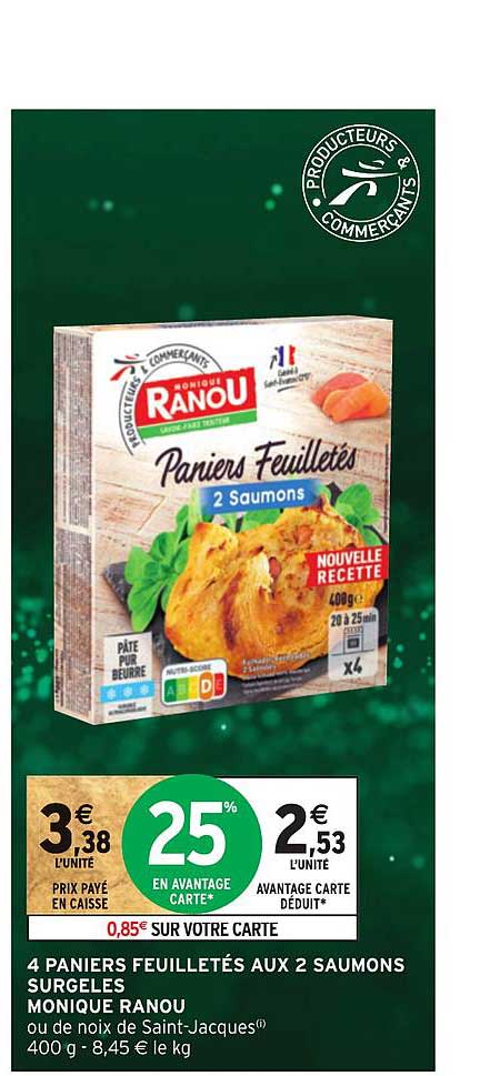 4 Paniers Feuilletés Aux 2 Saumons Surgelés Monique Ranou