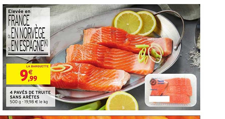 4 pavés de truite sans arêtes