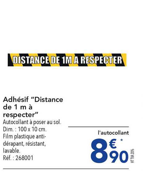 adhésif distance de 1 m à respecter