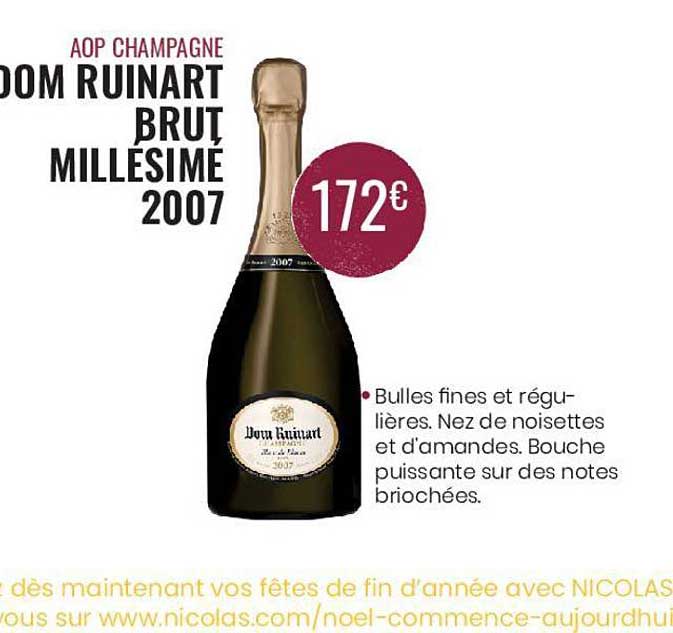 aop champagne dom ruinart brut millésimé 2007