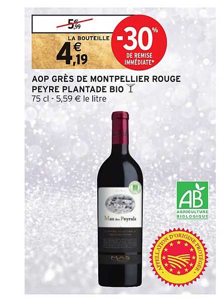 aop grès de montpellier rouge peyre plantade bio