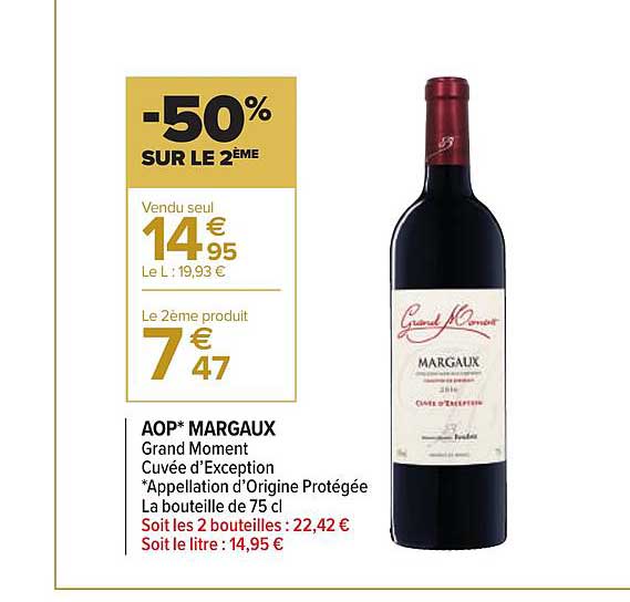 Aop Margaux Grand Moment Cuvée D'exception -50% Sur Le 2ème