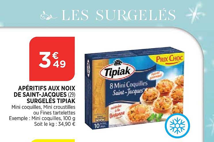 apéritifs aux noix de saint jacques surgelés tipiak