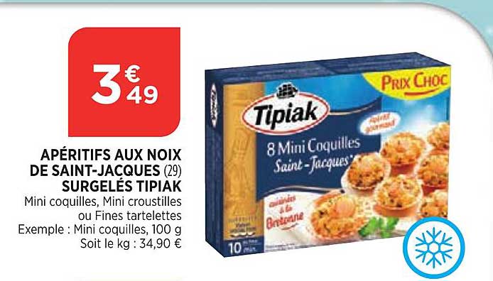 apéritifs aux noix de saint jacques surgelés tipiak