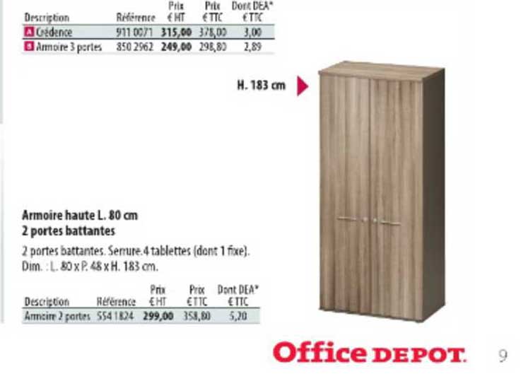 armoire haute l. 80 cm 2 portes battantes