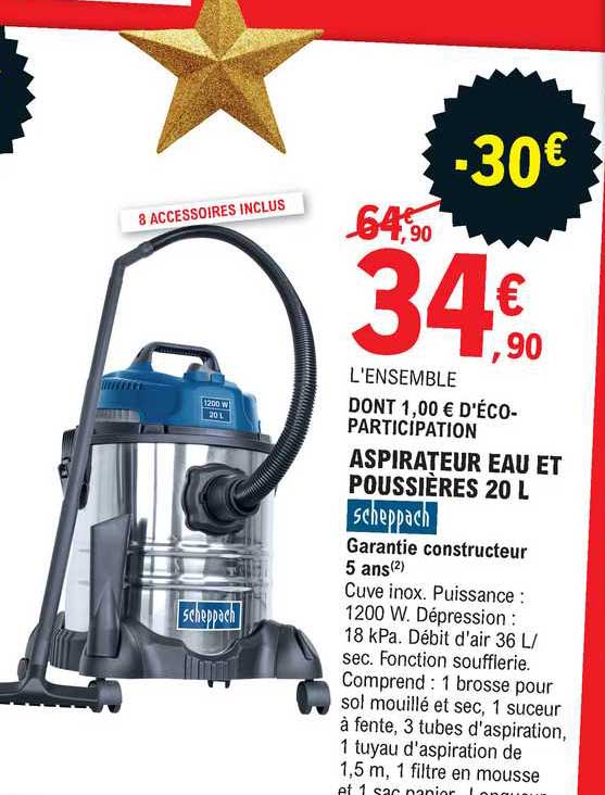 Aspirateur Eau Et Poussières 20 L Scheppach