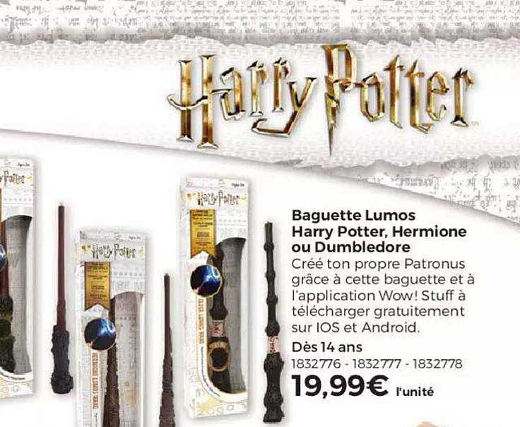 baguette lumos harry potter hermione ou dumbledore
