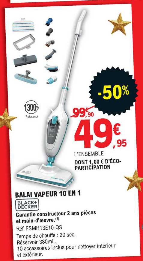 Balai Vapeur 10 En 1 Black + Decker