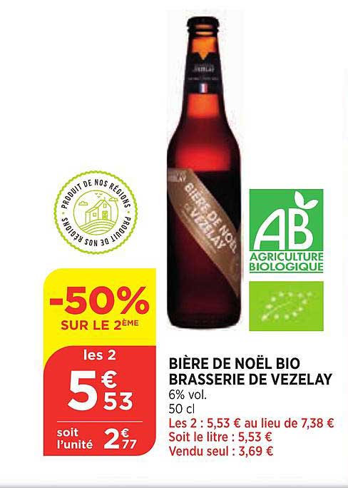 Bière De Noël Bio Brasserie De Vezelay -50% Sur Le 2ème