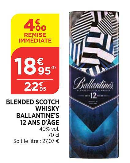 blended scotch whisky ballantine's 12 ans d'âge