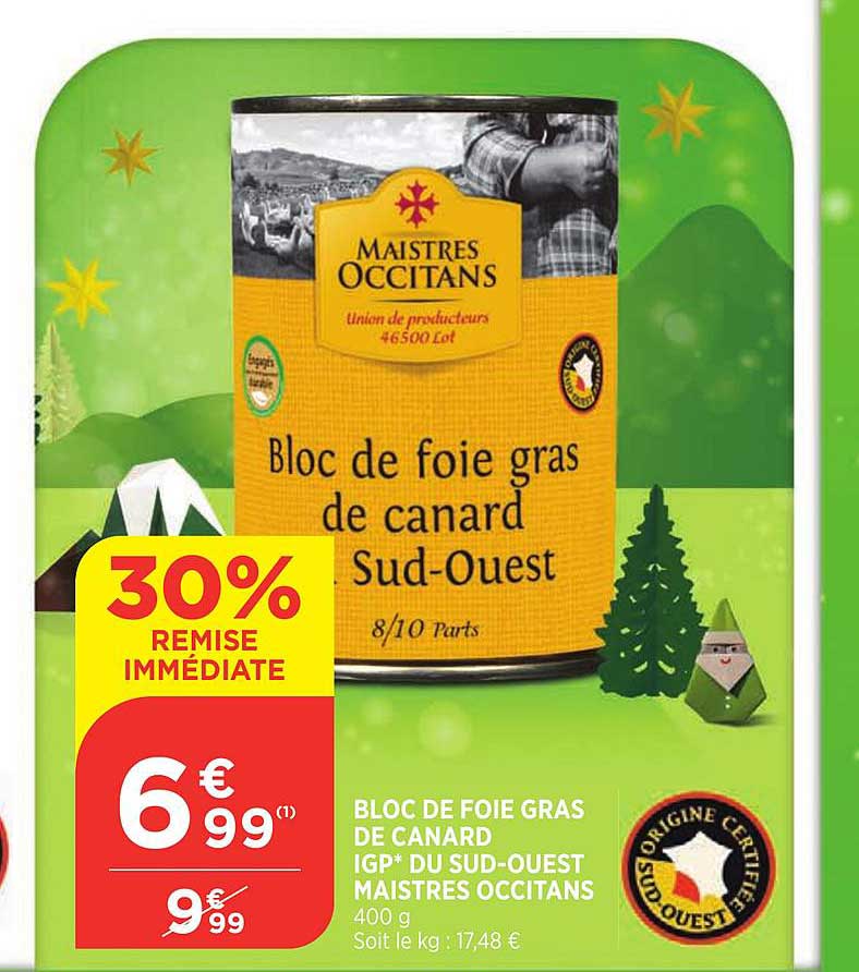 bloc de foie gras de canard igp du sud-ouest maistres occitans