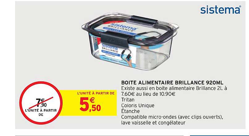 Boîte Alimentaire Brillance 920ml Sistema