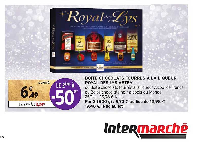 boîte chocolats fourrés à la liqueur royal des lys abtey