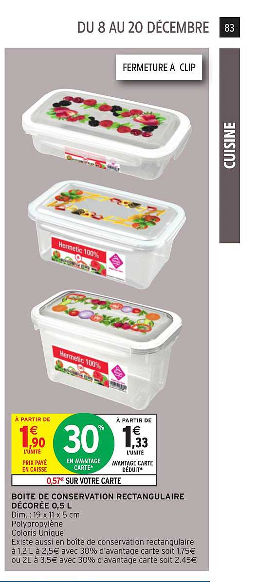 boîte de conservation rectangulaire décorée 0,5l