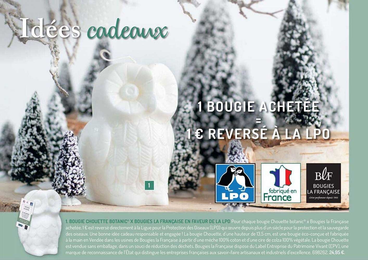 bougie chouette botanic xbougies la fraçaise en faveur de la lpo