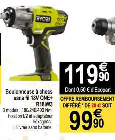 boulonneuse à chocs sans fil 18v one+ r18iw3 ryobi