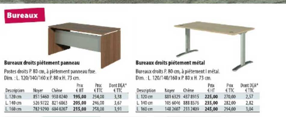 bureaux droits piétement panneau bureaux droits piétement métal