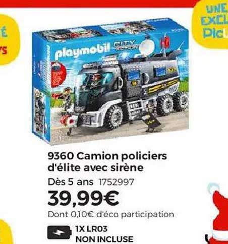 camion policier d'élite avec sirène playmobil
