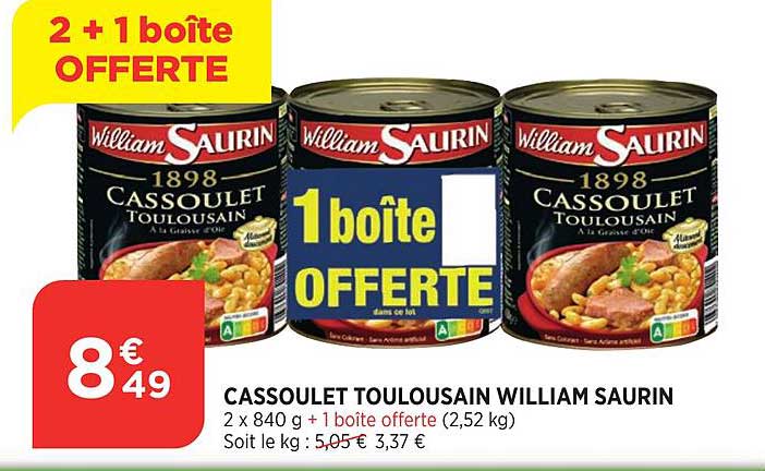 cassoulet toulousain william saurin 2+1 offerte