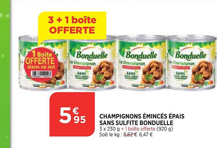 champignons émincés épais sans sulfite bonduelle