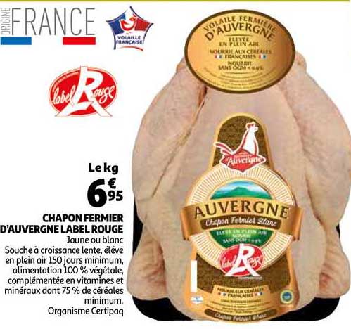 chapon fermier d'auvergne label rouge