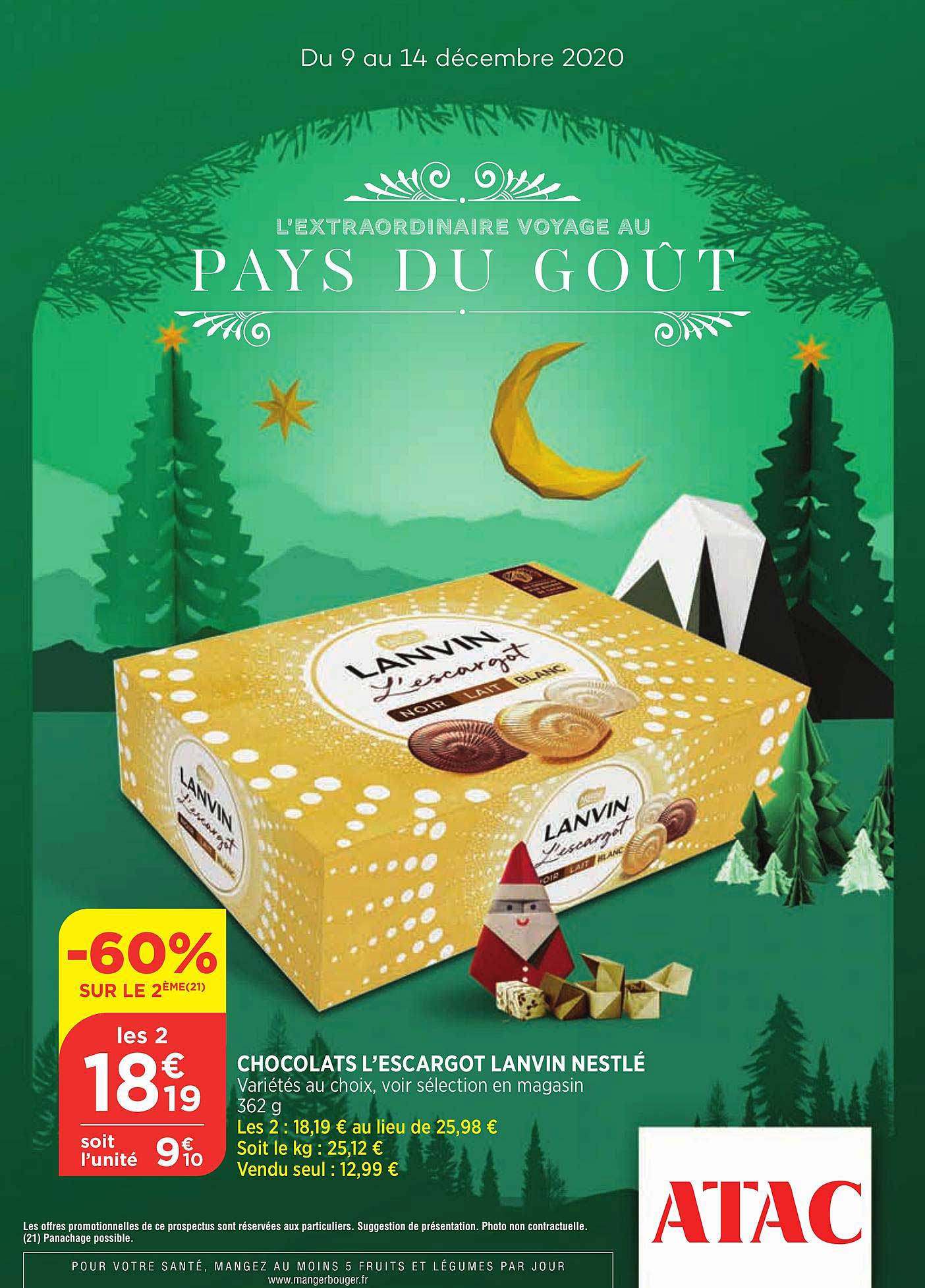 chocolat l'escargot lanvin nestlé -60% sur le 2ème