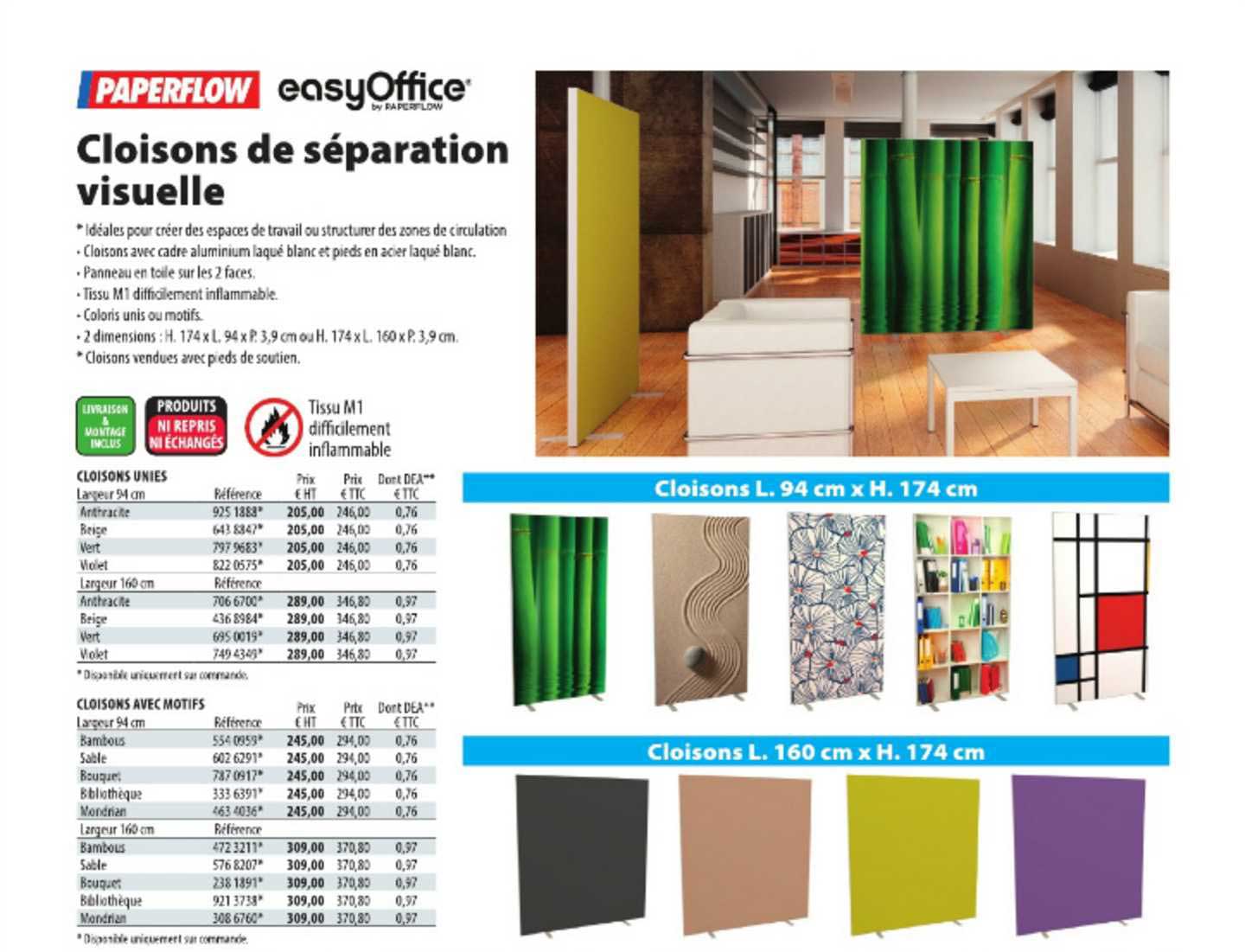 cloisons de séparation visuel paperflow