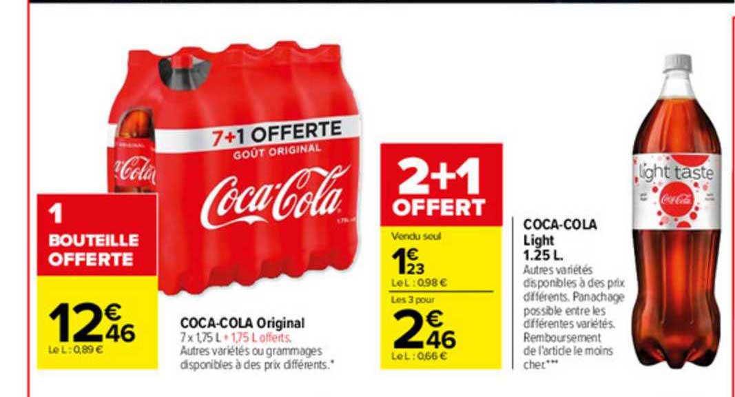 coca-cola original, cola cola light 1.25l
