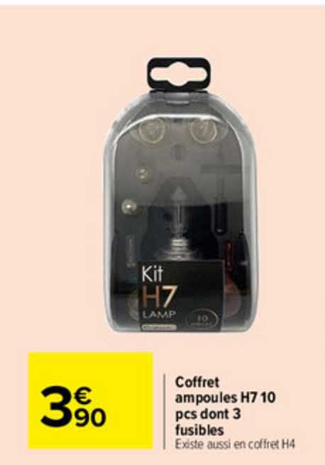 coffret ampoules h7 10 pcs dont 3 fusibles