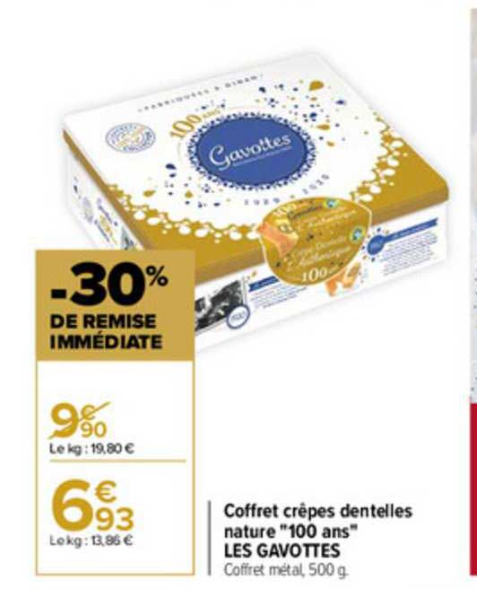 coffret crêpes dentelles nature "100 ans" les gavottes