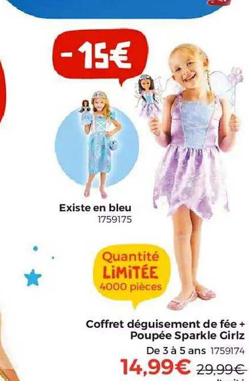 coffret déguisement de fée + poupée sparkle girlz