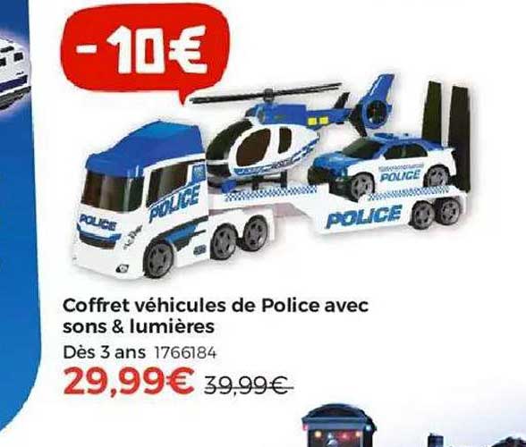 Coffret Véhicules De Police Avec Sons & Lumières