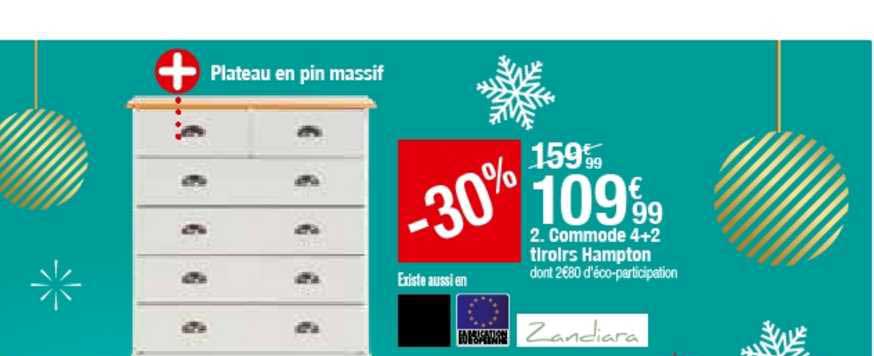 commode 4+2 tiroirs hampton