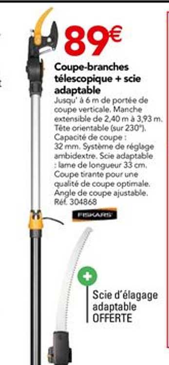 coupe branches téléscopique + scie adaptable
