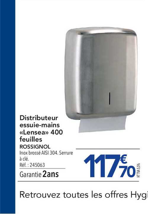 Distributeur Essuie Mains Lensea 400 Feuilles Rossignol