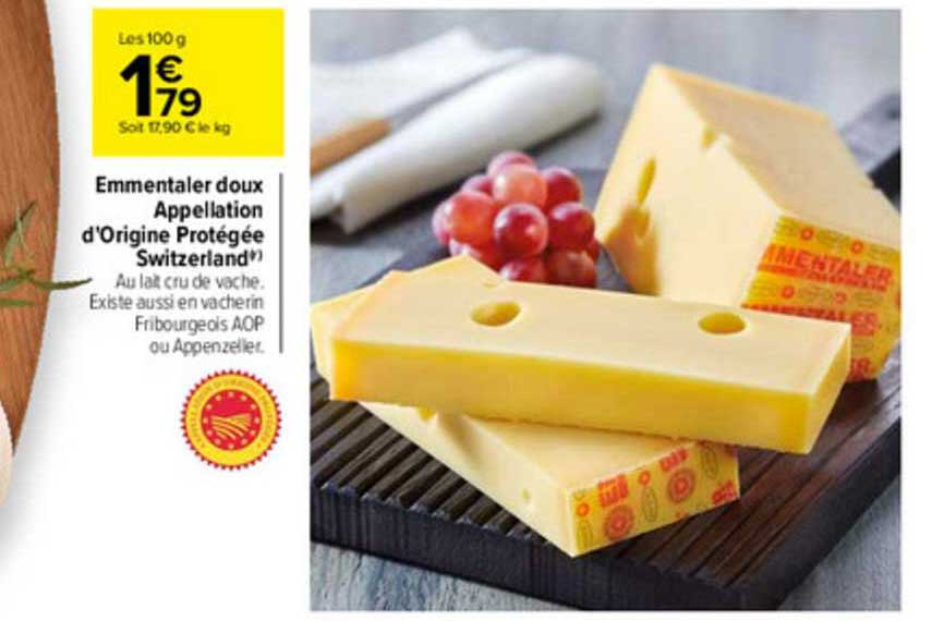 emmentaler doux appellation d'origine protégée switzerland