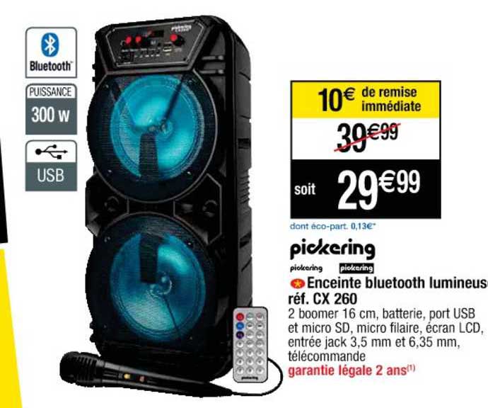 Enceinte Bluetooth Lumineuse Pickering