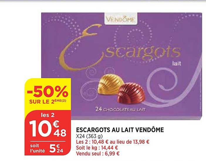 escargots au lait vendôme -50% sur le 2ème