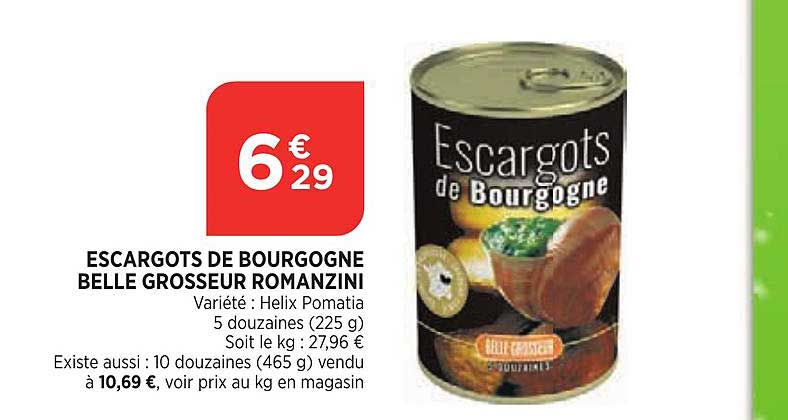 escargots de bourgogne belle grosseur romanzini